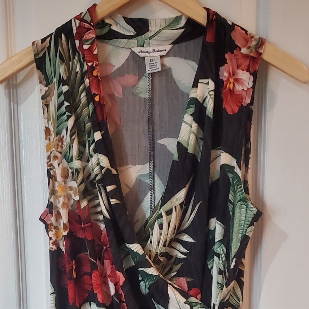 Tommy Bahama Oceanic Orchid Floral Sleeveless Maxi Dress Sz S Black, Red. NWOT - Picture 6 of 15